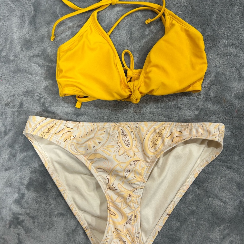 Yellow Bikini Top and Paisley Bottoms